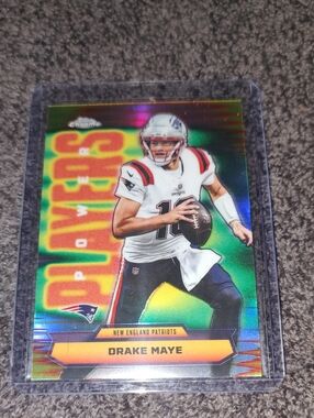 Topps Chrome Green and Yellow New England Patriots Football Card